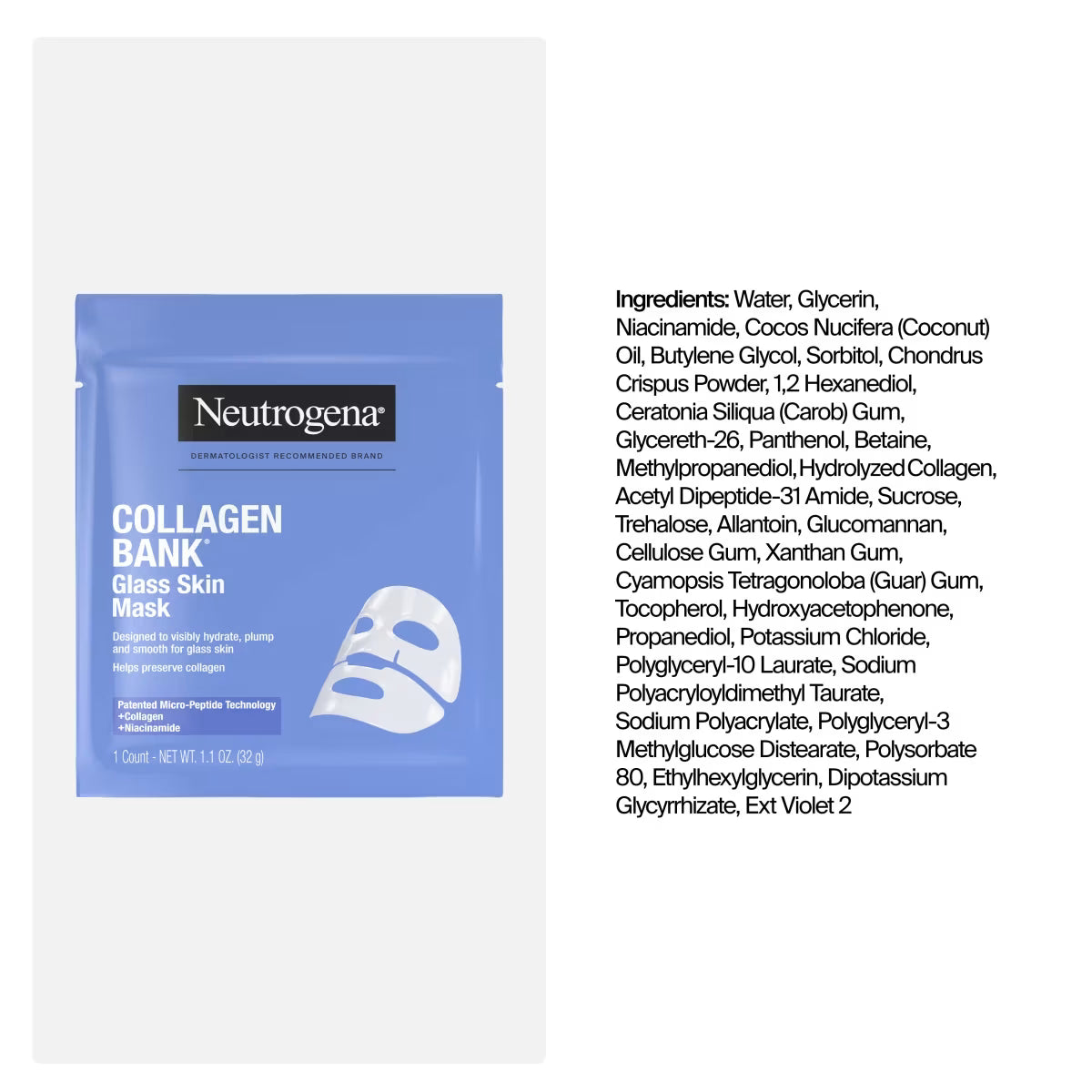 Neutrogena® Collagen Bank Glass Skin Mask, 4 Count - US 4199
