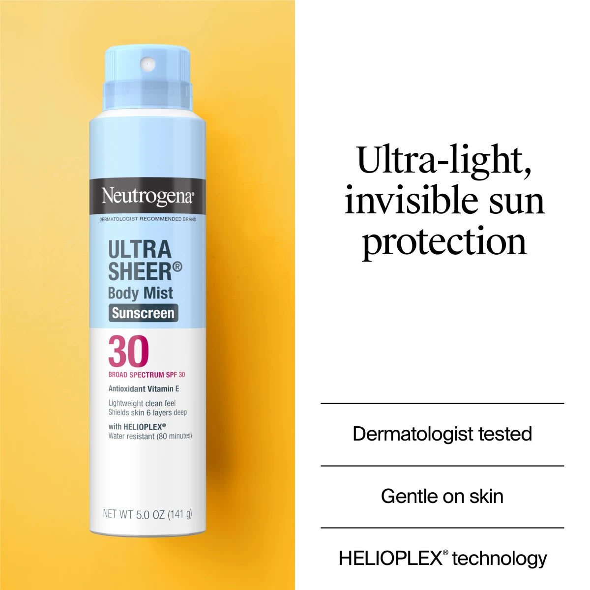 Neutrogena® Ultra Sheer Body Mist Sunscreen Spray Broad Spectrum SPF 30, 5 Oz - US 8135
