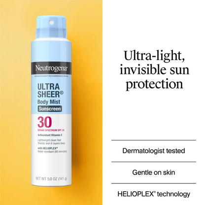 Neutrogena® Ultra Sheer Body Mist Sunscreen Spray Broad Spectrum SPF 30, 5 Oz - US 8135