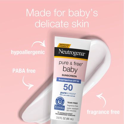 Neutrogena® Pure and Free Baby Mineral Sunscreen Broad Spectrum SPF 50, 3 Fl. Oz - US 8696